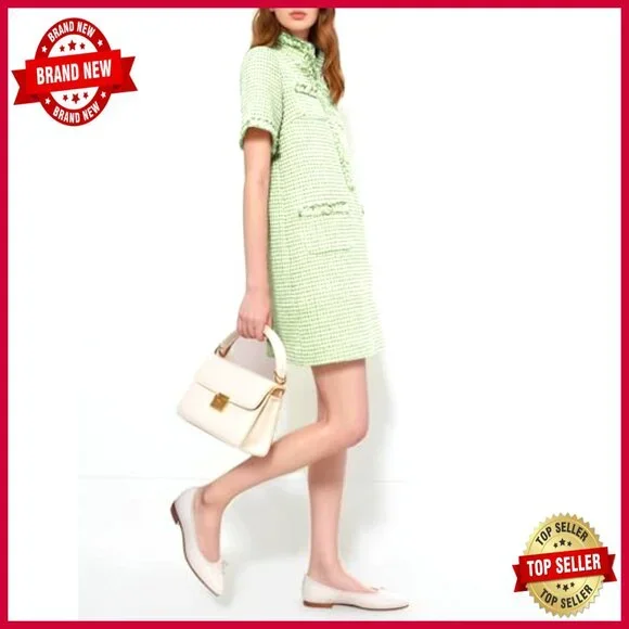 Tweed Shift Dress Elegant Formal Work Cocktail Party Mini Short Sleeve Tweed Shift Dress Elegant Formal Work Cocktail Party Mini Short Sleeve